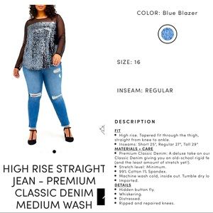 Torrid High Rise Straight Jean NWT sz 16 regular